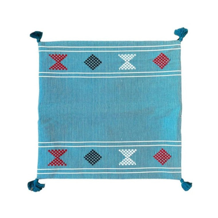 Fodera cuscino ricamato tessuto al telaio di legno 100% cotone con zip nascosta