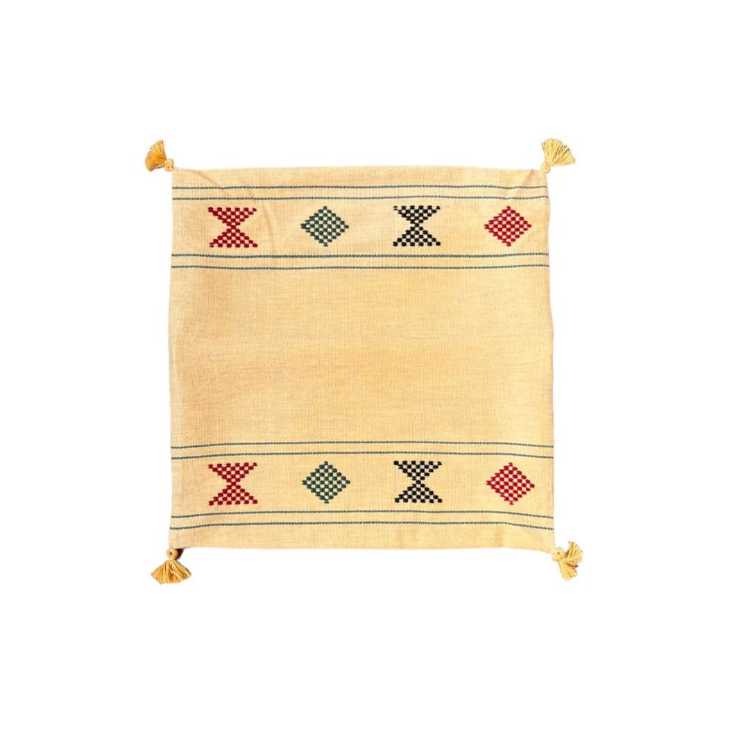 Fodera cuscino ricamato tessuto al telaio di legno 100% cotone con zip nascosta