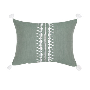 Fodera cuscino giosi ricamato a mano con un colore a contrasto, tessuto al telaio di legno 100% cotone con zip nascosta