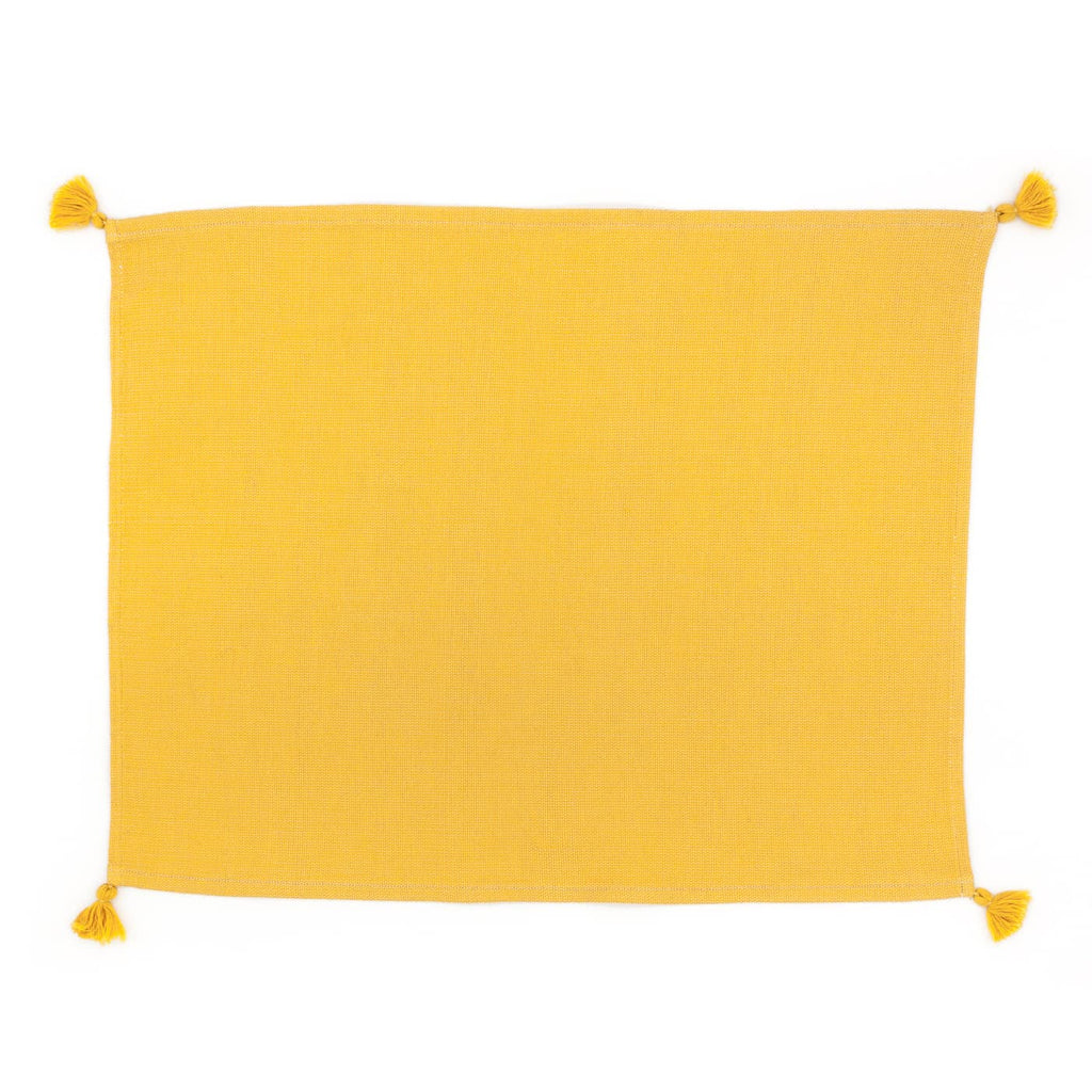 Tovaglietta americana in tinta unita giallo corn in 100% cotone tessuta al telaio di legno in Albania
