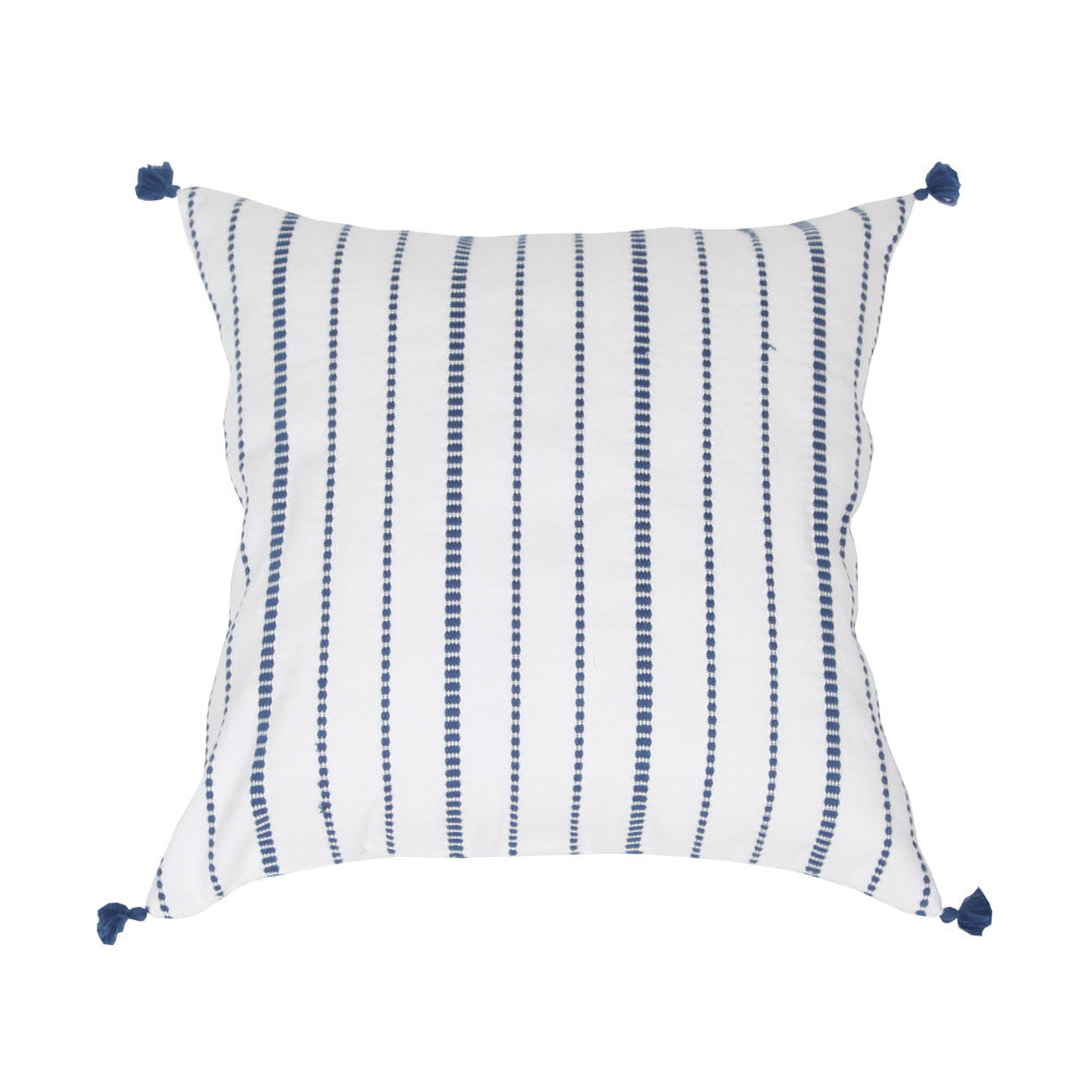 Fodera cuscino vida decorato con flottanti, tessuto al telaio di legno 100% cotone con zip nascosta