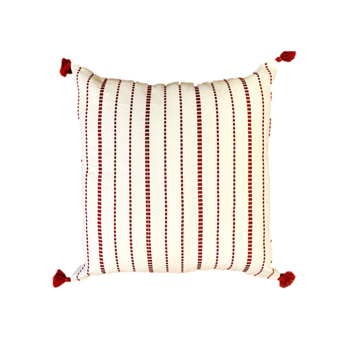 Fodera cuscino vida decorato con flottanti, tessuto al telaio di legno 100% cotone con zip nascosta